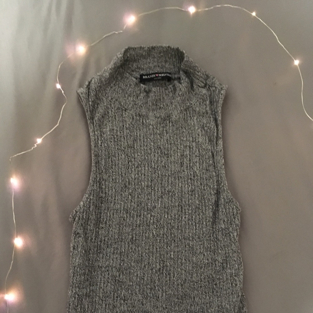 Grey brandy Melville crop top mock neck